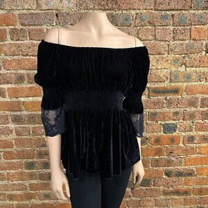 VGC Rancho Estancia Western Off the Shoulder Black Blouse Size Medium
